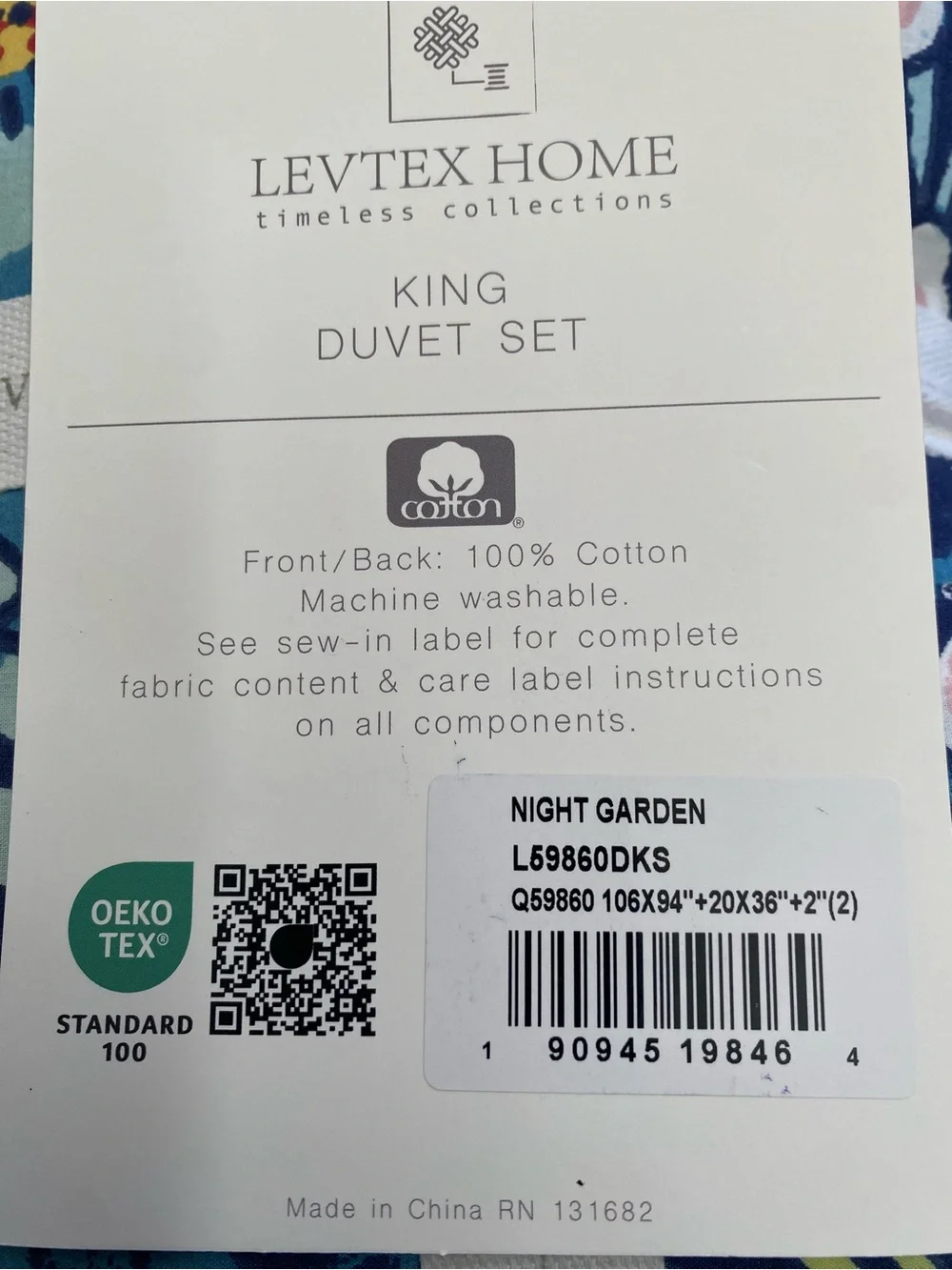 Levtex Home Night Garden Reversible 3-Pc. Duvet Cover Set, King 106x94